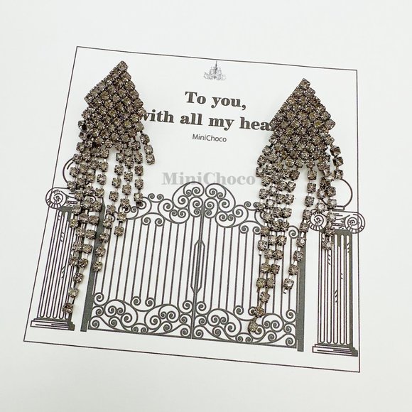 Dripping Diamond Black Rhinestone Party Earrings - Picture 5 of 8